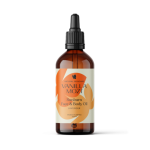 Vanilla Mozi Lavender Sunburn Face and Body Oil 100mL bottle